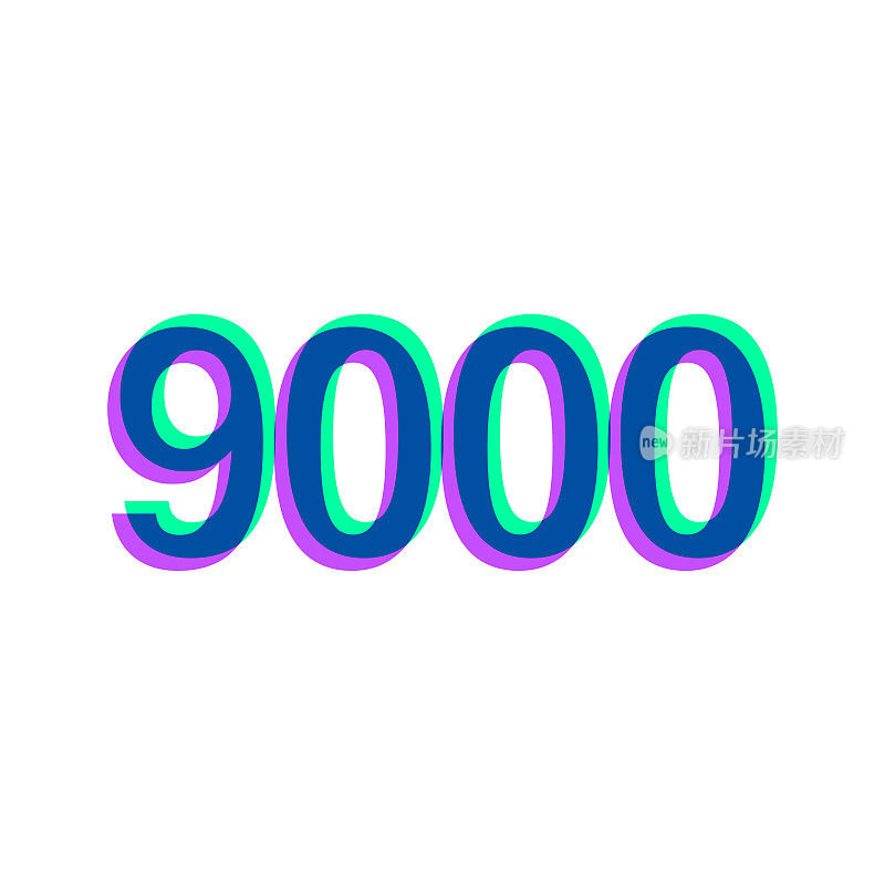 9000 - 9000。图标与两种颜色叠加在白色背景上